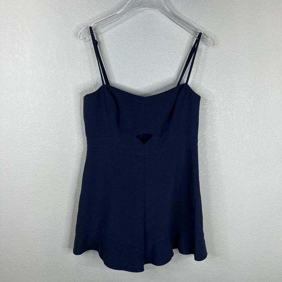 Likely Calhoun Romper Size 10 Navy Sleeveless Cutout Ruffled Hem‎ Crepe Playsuit - Picture 1 of 15